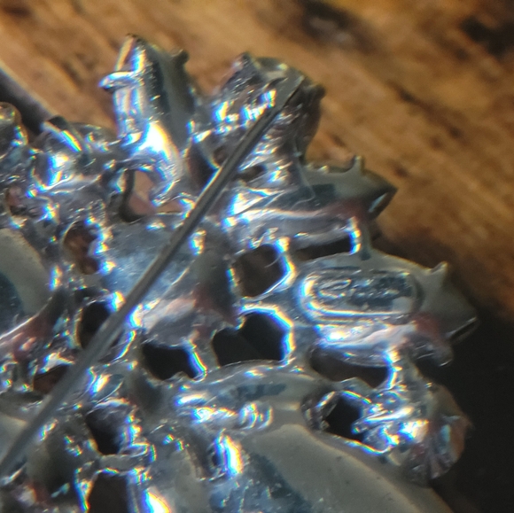 Signed Schiaparelli Brooch Domed Openwork Swarovski Crystal Silver Tone Back - Picture 7 of 7